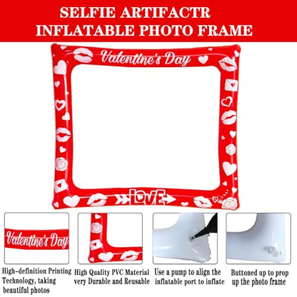 Double Sided Inflatable Valentines Day Photo Booth Frame, LMSHOWOWO Funny Valentines Photo Booth Props Selfie Props for Valentine's Day Celebrations Wedding Bridal Party Supplies (1 Pack) - color: Red White Valentines