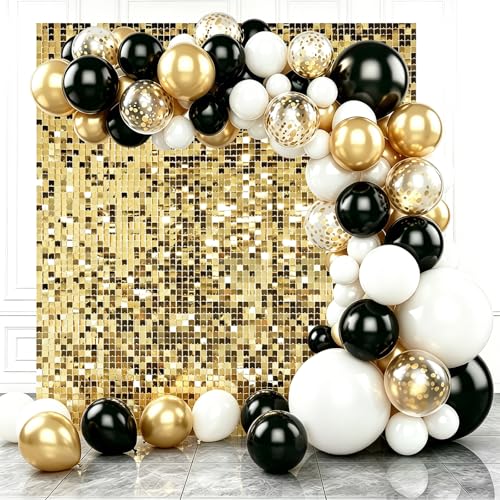 Light Gold Shimmer Wall Backdrop,Shiny Sequins,36Pcs Sequins Backdrop Panels,Glitter Bling Photo Background for Birthday Party Wedding Engagement Anniversary Graduation (Each 1FT², Total 36FT²) - color: Light Gold, size: 6 FT x 6 FT