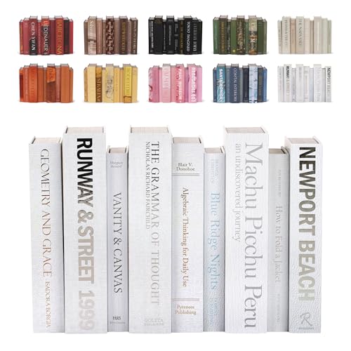 9 Faux Books White- Decorative Box with Hidden Storage, Home Staging Accessories, Coffee Table Decor, Paper Wrapped Bookshelf, White Home Accents, Old Money Aesthetic - color: White