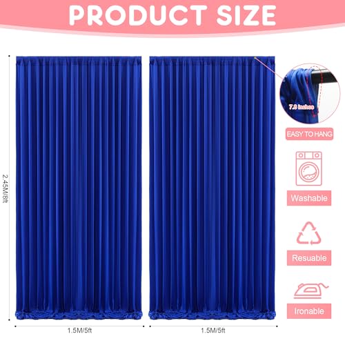 Asee'm 10x8FT Royal Blue Backdrop Curtains for Parties, Polyester Photo Fabric Curtain Backdrop Drapes for Birthday Wedding Party Decor Background Photography with Rod Pocket, 5x8FT, 2 Panels - color: Royal Blue, size: 5'(W) x 8'(H), 2 panels