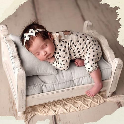 M&G House Newborn Photography Props Small Mattress Pillow Photography Accessories Baby Photoshoot Props Bed Mattress Bed Mat(White) - color: Standard White