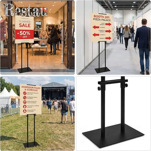 Floor Poster Board Stand, Double-Sided for Board & Foam Sign, Adjustable Metal Sign Holder, Height Up to 82Inches Poster Stand for Display Pedestal Sign Stand (1 Pack Poster Stand) - size: 1 Pack Poster Stand