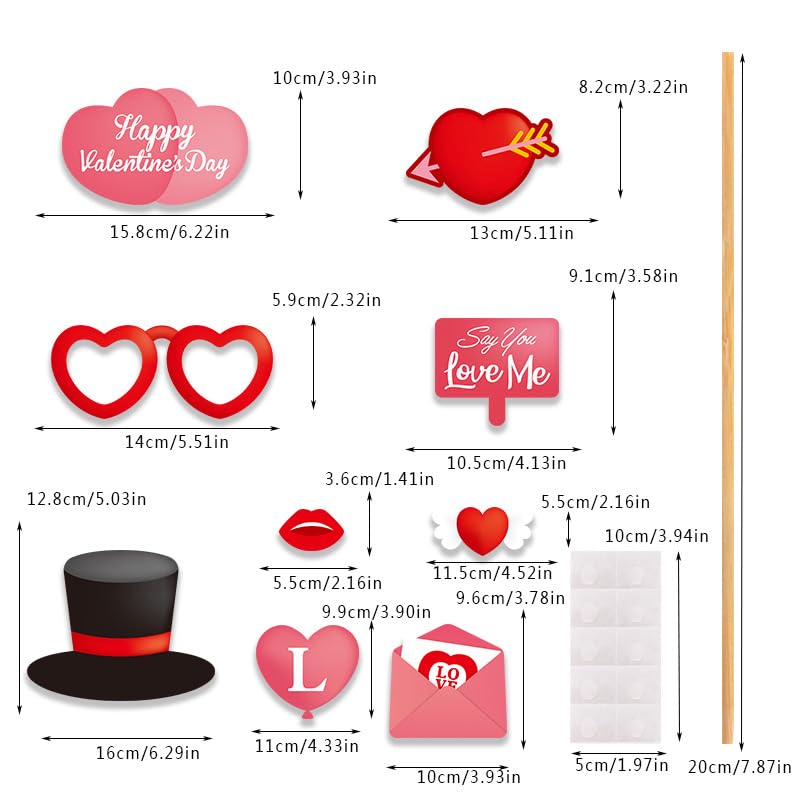 Valentine's Day Photo Booth Props Frame Selfie Lovers Photobooth Props, Creative Funny Backdrop Decorations Supplies Wedding Party Selfie Posing Signs DIY Craft (25 Pcs Props+1 Frame)