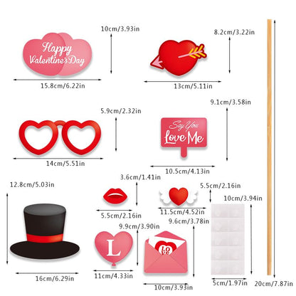 Valentine's Day Photo Booth Props Frame Selfie Lovers Photobooth Props, Creative Funny Backdrop Decorations Supplies Wedding Party Selfie Posing Signs DIY Craft (25 Pcs Props+1 Frame)