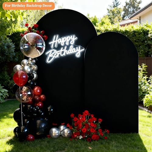 6 FT Arch Backdrop Cover, Spandex Wedding Black Arch Cover Stretchy Backdrop for Chiara Stand Baby Shower Birthday Balloon Decor 6FT Black - color: Black, size: 6FT