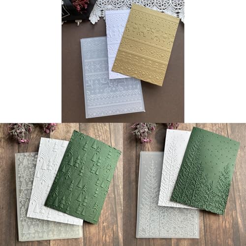 3D Embossing Folders for Card Making, 3Pcs Christmas Elk Snowflakes Flower Plastic Embossing Folders Embossing Folder Craft Card Template for DIY Scrapbooking - color: 3 Pack Christmas