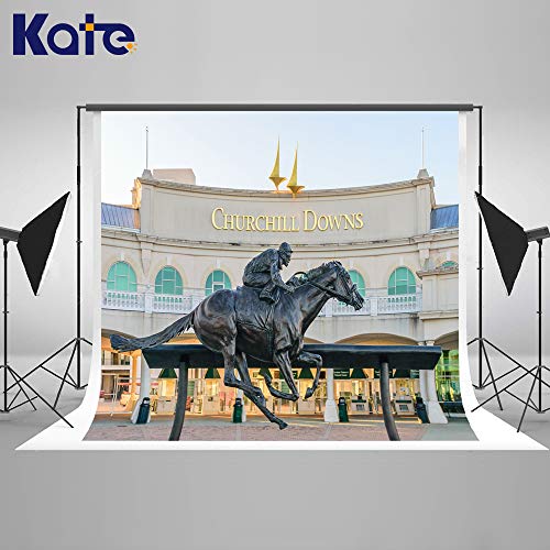 Kate 10x8ft Kentucky Horse Track Background for Photography Statue Photo Backdrop Photo Booth Props - size: 10x8ft