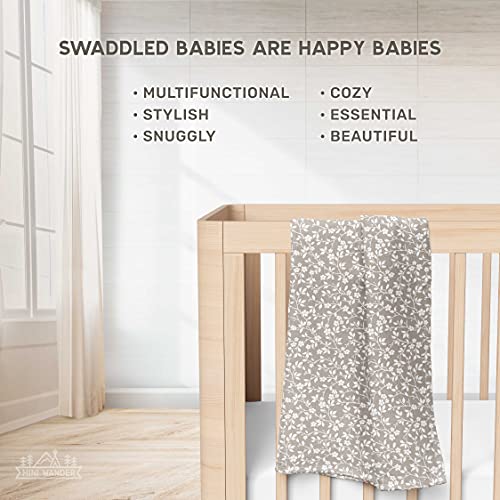 Mini Wander Swaddles for Newborns Muslin Swaddle Blankets - Breathable Soft Receiving Blanket Baby Essentials | 47 x 47 Cotton - Magnolia Tree (Gray) - color: Magnolia Tree (Gray)