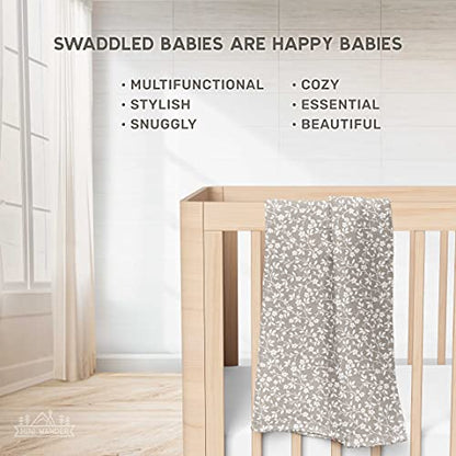 Mini Wander Swaddles for Newborns Muslin Swaddle Blankets - Breathable Soft Receiving Blanket Baby Essentials | 47 x 47 Cotton - Magnolia Tree (Gray) - color: Magnolia Tree (Gray)