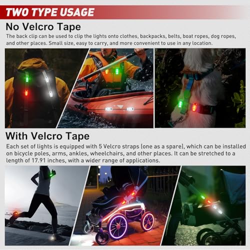 Nilight LED Safety Light 4PCS Red Green White Marine Navigation Bike Tail Lights Three Modes Waterproof Reflective Gear Clip On Flash Strobe Indicator Lamp for Night Boating Fishing Cycling Jogging - color: 3LED Navigation Light-4Pcs