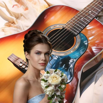Watercolor Acoustic Guitar Backdrop Background for Photography 5x7ft Photobooth Professional Photo Backdrop Curtains Video Photography Studio Photo Backgrounds Banner Booth Background Screen Parties - color: Watercolor Acoustic Guitar
