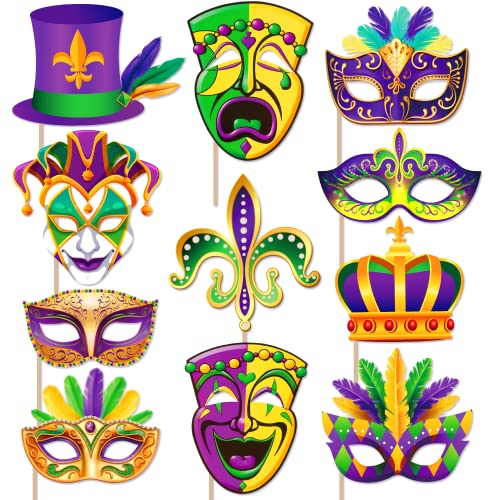 Mardi Gras Decorations Photo Booth Props- Fat Tuesday Carnival Masquerade New Orleands Party Photo Props - Mardi Gras Decor-Mardi Gras Party Favor Kit Birthday Party Supplies Decorations
