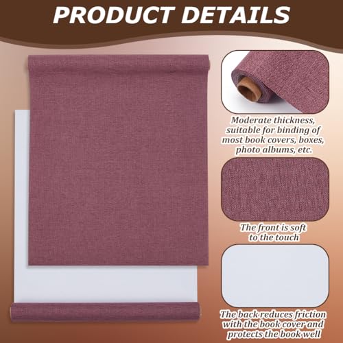 CRASPIRE 51x11.8 Inch Dark Reddish Purple Book Cloth Paper Backed for Book Cover Binding Weave Linen Fabric Surface Protector Book Binding Cloth for Adult Scrapbooking Album DIY Crafts - color: Dark Red Purple