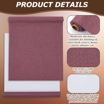CRASPIRE 51x11.8 Inch Dark Reddish Purple Book Cloth Paper Backed for Book Cover Binding Weave Linen Fabric Surface Protector Book Binding Cloth for Adult Scrapbooking Album DIY Crafts - color: Dark Red Purple
