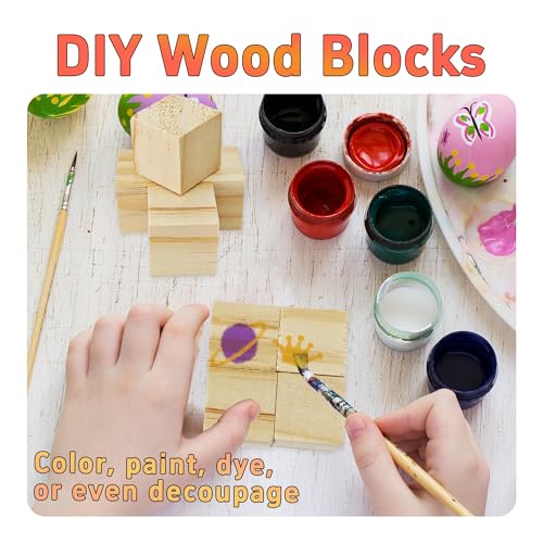 30Pcs 1inch Unfinished Natural Wooden Cubes, Square Craft Wood Blocks for DIY Projects, Blank Wood Squares for Art, Building, Personalized Crafts, Wedding Decor, and Creative Displays - size: 2.5cm