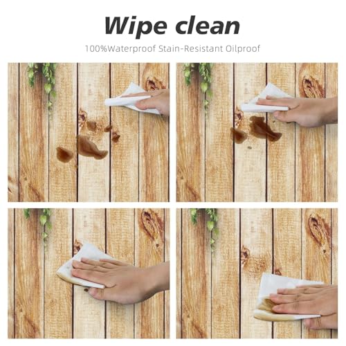Wood exture Background Oval Fitted Tablecloth with Elastic Edged, Waterproof Wipeable Oval Table Cover Used for Family Gatherings, Fits 48"x80" Oval Tables, Style121 - color: Wood Texture -10, size: 48" x 80" (Oval)