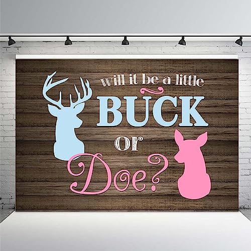 MEHOFOND 8x6ft Buck or Doe Gender Reveal Baby Shower Backdrop Rustic Wood Boy or Girl Deer Photography Background Banner for Dessert Table Supplies Party Decoration Photo Shoot Props - size: 8x6ft