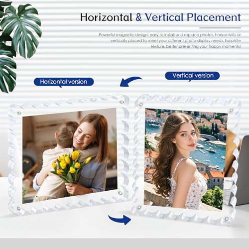 acrylic photo frame- 2Pack Scalloped Picture Frames 8×10 Inch, 15+15mm Thick BlockClear Glass Photo Frame with Thick Block | Modern Home Gift Set (2 Pack, 8X10) - color: 2 Pack, size: 8X10