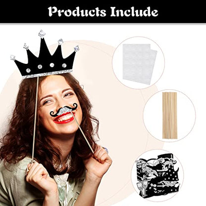 Zonon 24 Pcs Funny Photo Booth Props Class of 2026 Graduation Birthday Wedding Family Class Reunion Prom Disco Party Celebration Decoration Supplies Mix of Hats, Lipstick, Tie(Silvery) - color: Silvery