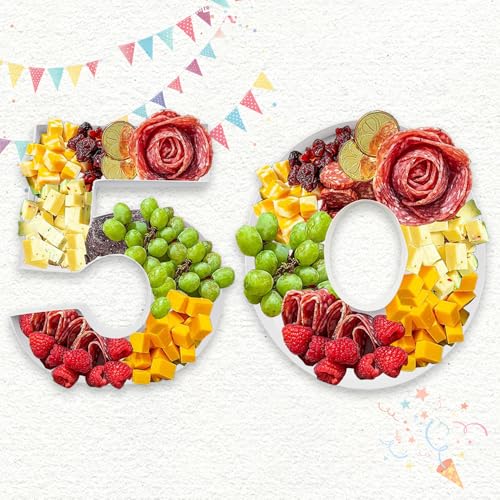 Charcuterie Cardboard Number Fillable Shaped Treat Decorative Box Anniversary Birthday Table Centerpiece (50 Style, 9inch) - size: 9inch, style: 50 Style