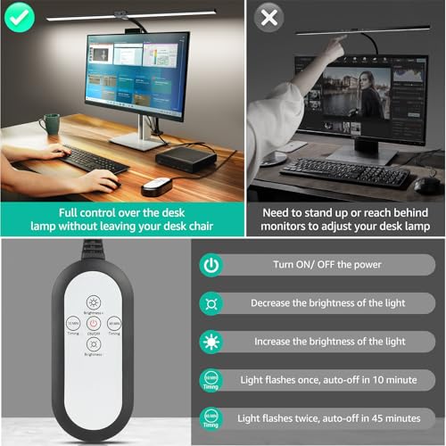 ShineTech LED Desk Lamp for Home Office, 4000K Neutral White Double Head Architect Task Lamps with Clamp, Dimmable Adjustable Flexible,Black - color: 4000K- Cool White