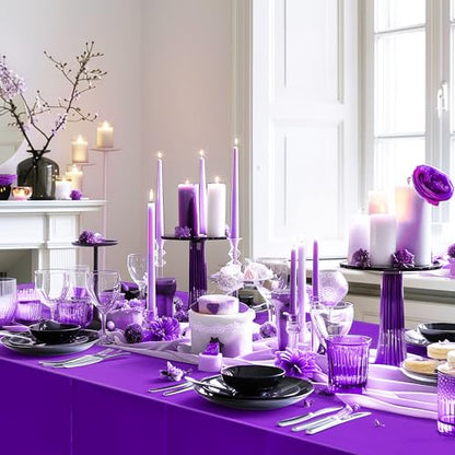 2pcs Dark Purple Foil Tablecloth 54*72inch Plastic Wedding Birthday Winter Party Table Cloths Disposable Waterproof Table Cover for Halloween Graduation Anniversary Party Supplies (Dark Purple, 2) - color: Dark Purple