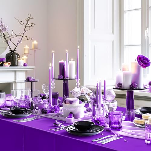 2pcs Dark Purple Foil Tablecloth 54*72inch Plastic Wedding Birthday Winter Party Table Cloths Disposable Waterproof Table Cover for Halloween Graduation Anniversary Party Supplies (Dark Purple, 2) - color: Dark Purple
