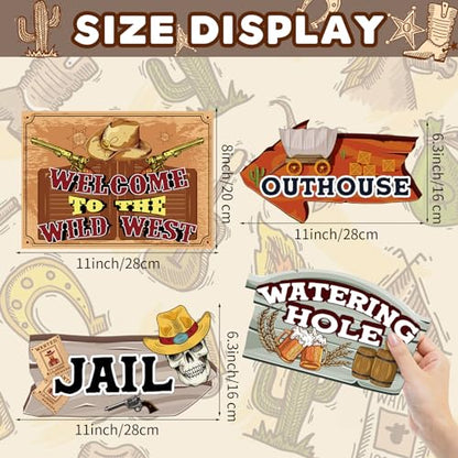 Hooqict Western Birthday Party Decorations 20 Pieces Cowboy Themed Party Signs Welcome To The Wild West Cutouts for Classroom Country Party Supplies - style: Western