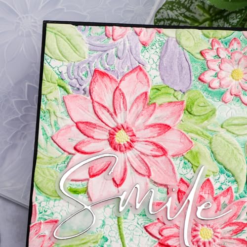 Briartw 3D Embossing Folder for Card Making Adding Textured Detail to Paper Crafting 6.3x4.5inch Clear Texture Plate Perfect for Heavyweight Cardstock (≥250gsm/92lb),Blooming Flowers Texture Template - color: Blooming Flowers