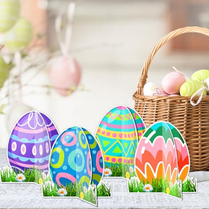 12 Pack Easter Bunny Egg Centerpieces - Happy Easter Table Decorations, Easter Day Birthday Anniversary Party Supplies, Premium Honeycomb Decor