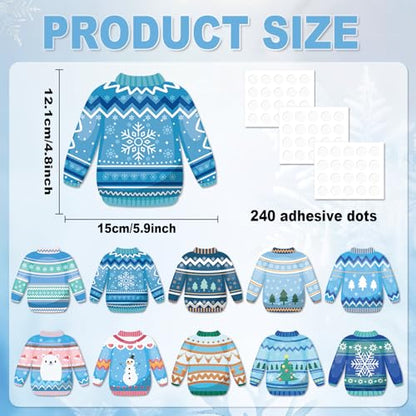60pcs Winter Theme DIY Cutouts Sweater Bulletin Board Decoration Set Christmas Sweater Paper Cut-Outs Decor for Winter Holiday DIY Photo Craft Xmas Party School Classroom Wall Door Supplies - style: Winter Sweater