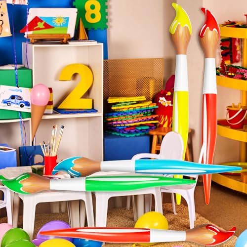 3 Pcs Inflatable Paint Brushes for Back to School Party Decorations Giant Blow up Paintbrushes Large Art Paint Brushes Balloon for School Classroom Events and Birthday Party Decorations - color: Paint Brushes-blue,green,red-3 Pcs, size: 3 Pcs