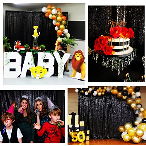 Poise3EHome 6FT x 8FT Black Sequin Photography Backdrop Curtain for Party Decoration - color: Black, size: 6x8 ft