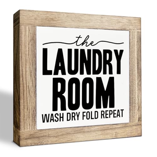 Laundry Room Sign, Wash Dry Fold Repeat Signs, Wall Art for Family Laundry Room, Farmhouse Style Wall Decor for Home Decoration, Farmhouse Wooden Box Sign, Decorative Wooden Signs and Plaques - color: Color08