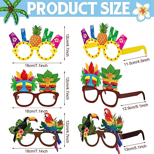 Vinsot 32 Pack Beach Pool Party Eyeglasses Decor Summer Luau Paper Glasses Bulk Hawaiian Sunglasses Frame Tropical Pool Props Photo Booth Props for Summer Beach Luau Party Favor Birthday Supply Decor