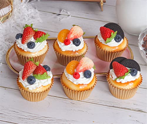 6PCS Artificial Cake Fake Simulation Realistic Cupcake Bread Dessert for Decoration Display Props