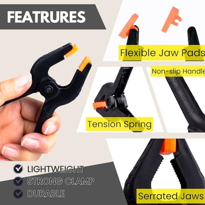 12 Pack 3.5 inch Plastic Spring Clamps, Black Heavy Duty Spring Clips Clamps for Balloon Arch, Crafts, Backdrop Stand, Woodworking, Photography Studios, Home Improvement - color: Black (3.5inch)