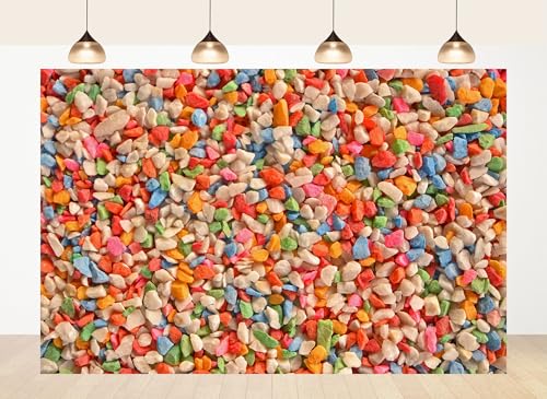 17x10ft Fabric Colorful Mixed Pebble Stones Texture Close Up Backdrop Vibrant Decorative Gravel Surface Photography Background Playful Wall Decor Tapestry Photo Shoot Studio Props - size: 17x10ft