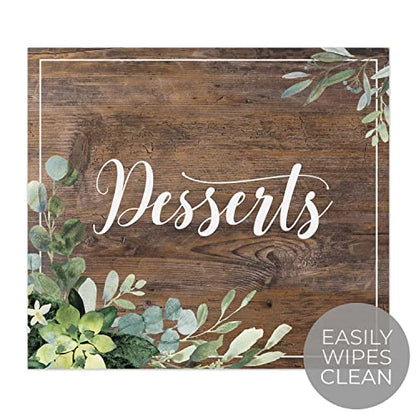 Lush Greenery Desserts Sign / 8" x 9" Rustic Wedding Event/Greenery Faux Wood Table Top Dessert Sign/Sweets And Treats Event/Made In The USA - color: Lush Greenery, style: Desserts