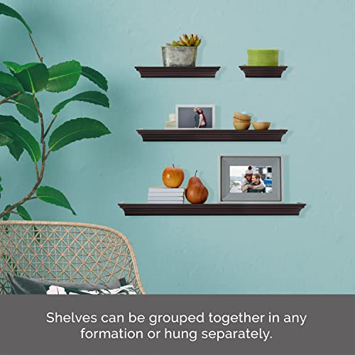 MELANNCO Floating Wall Shelves for Bedroom, Living Room, Bathroom, Kitchen, Nursery, Set of 4, Espresso, 4 Count - color: Espresso, size: Set of 4 (24, 20, 12, 6 Inch), style: Arlington