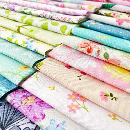 flic-flac 25pcs 10 x 10 inches (25cmx25cm) Cotton Fabric Squares Quilting Sewing Floral Precut Fabric Square Sheets for Craft Patchwork (25pcs 25cm*25cm) - size: 25pcs 25cm*25cm