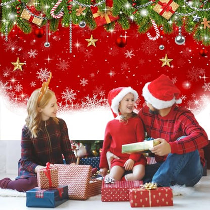 Mocsicka Christmas Backdrop Xmas Party Decorations for Family Holiday Photo Booth Props Snowflake Christmas Background Holiday Party Photo Prop Supplies (6x4ft) - size: 6x4ft