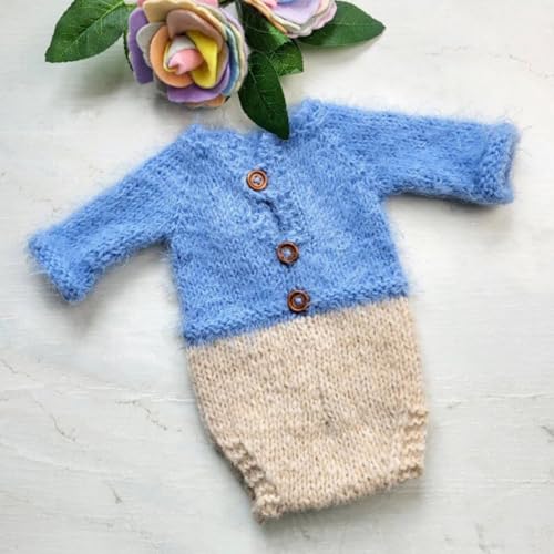 Newborn Photography Outfits Boy Girl Baby Photography Props Easter Bunny Rabbit Knit Newborn Outfits Photo Prop - color: Blue