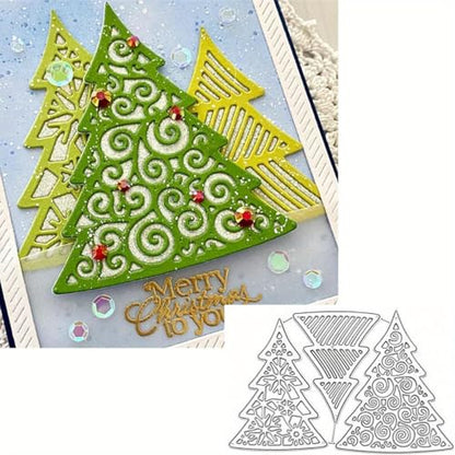 Lapoo Festivals Metal Cutting Die for Scrapbooking - Christmas Cut Stencils for DIY Scrapbook Photo Album Decorative Paper Card, Card Making Supplies, Embossing (A Christmas Tree Set 5.5 x 3.5 in) - style: A Christmas Tree Set 5.5 x 3.5 in