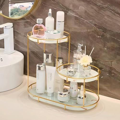 Gold Storage Rack, Bathroom Table Shelf, Perfume Tray, Beautiful Appearance, Super Capacity, Complete Your Daily Storage (QS-20-1) (QS-18)
