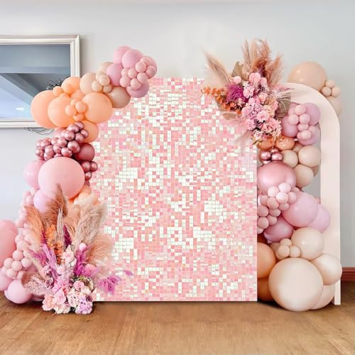 Pink Iridescent Glitter Backdrop 3ftx6ft Shimmer Wall Backdrop Sequin Wedding Photo Background Decor for Baby Shower Anniversary Birthday Parties Supplies - color: Pink Iridescent, size: 3ftx6ft