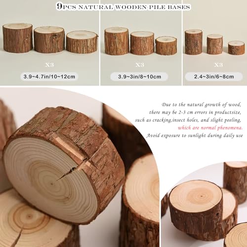 9PCS Wood Product Photography Props Set, Natural Forest Wood Photo Props for Jewelry Cosmetis Perfume Soap