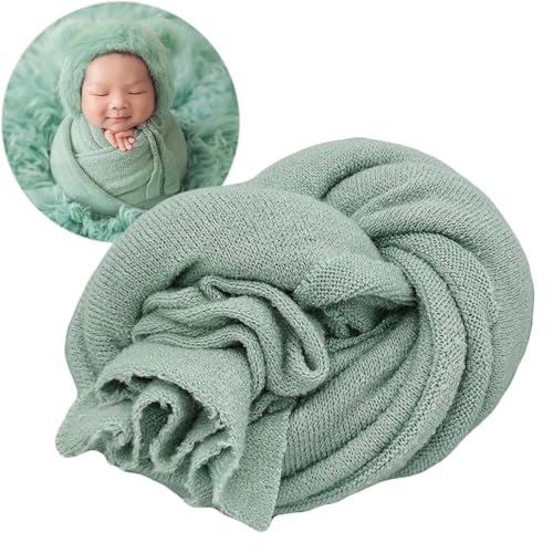 Zeroest Newborn Photography Wrap - Newborn Photoshoot Props - Boys & Girls Posing Stretch Knit Blanket (Light Green, Small) - color: Light Green