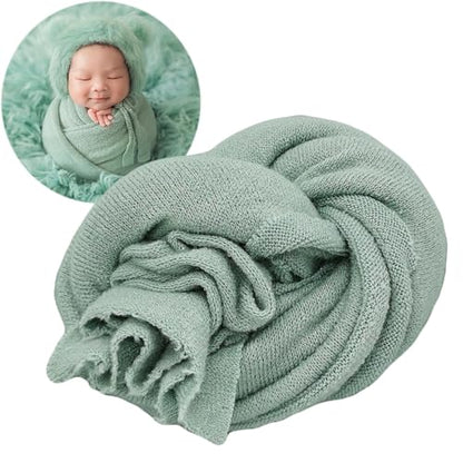 Zeroest Newborn Photography Wrap - Newborn Photoshoot Props - Boys & Girls Posing Stretch Knit Blanket (Light Green, Small) - color: Light Green