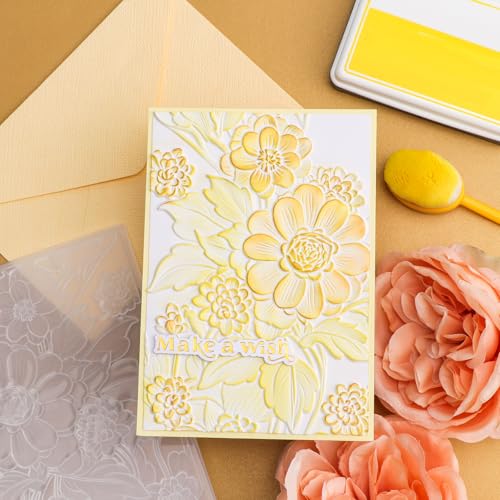 Briartw Blooming Flowers Texture Template 3D Embossing Folder for Card Making Adding Textured Detail to Paper Crafting 6.3x4.5inch Clear Texture Plate Perfect for Heavyweight Cardstock (≥250gsm/92lb) - color: Blooming Flowers B